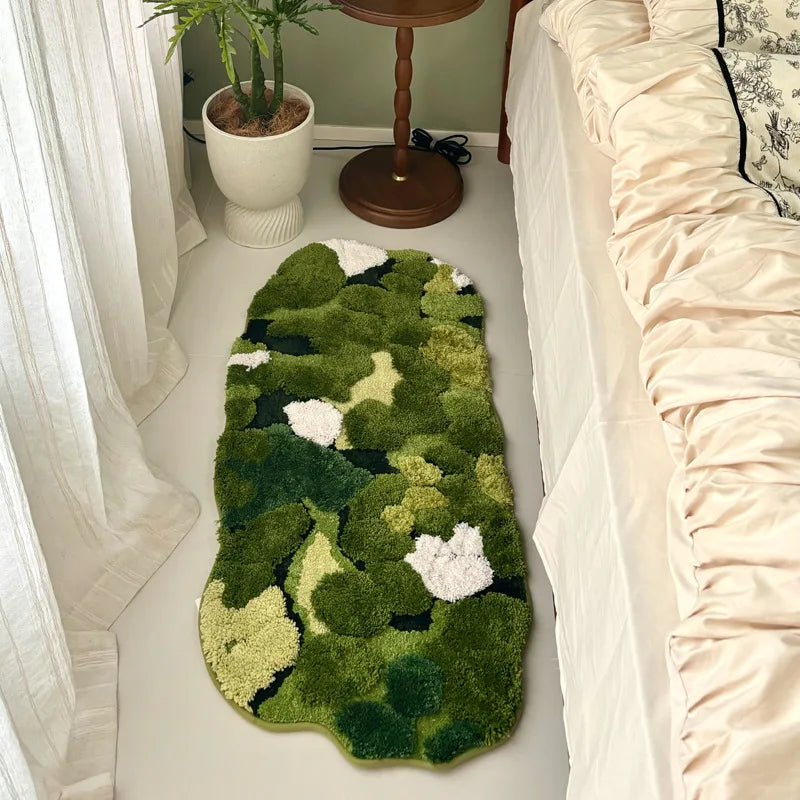 Forest Moss Flocked Rug