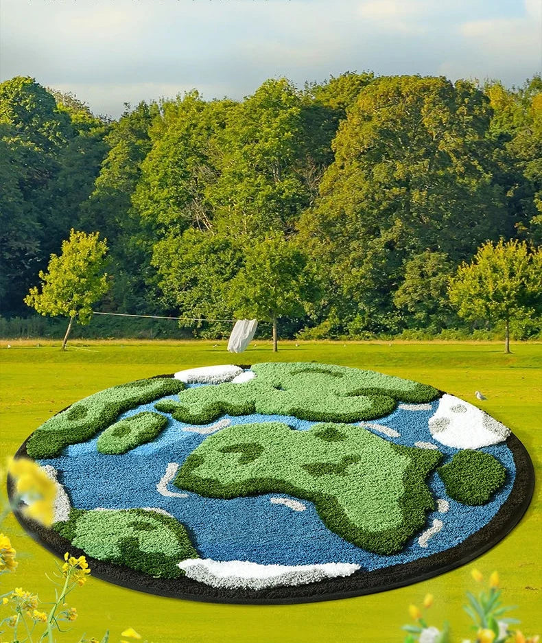 Cartoon Earth Round Rug