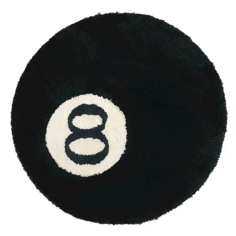 Black 8-Ball Round Rug