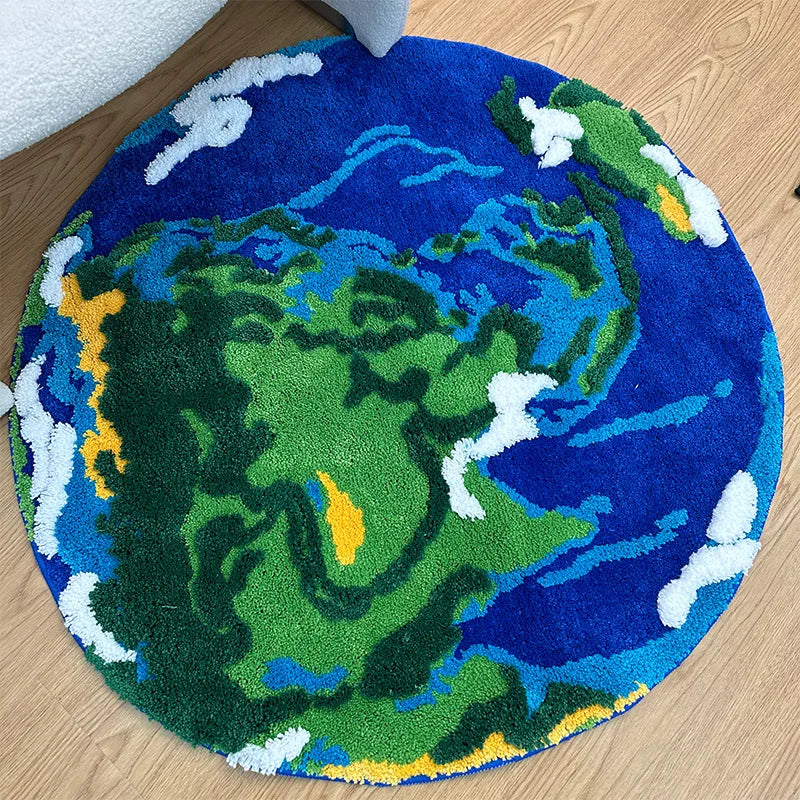 Cartoon Earth Round Rug