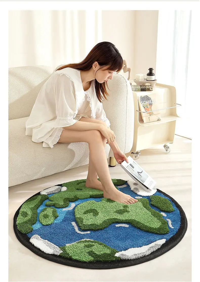 Cartoon Earth Round Rug