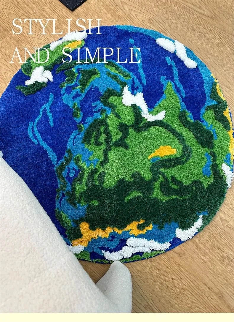 Cartoon Earth Round Rug