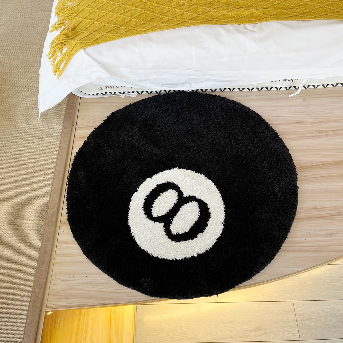 Black 8-Ball Round Rug