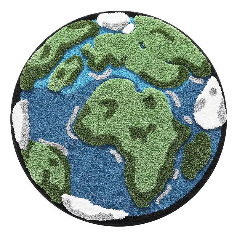 Cartoon Earth Round Rug