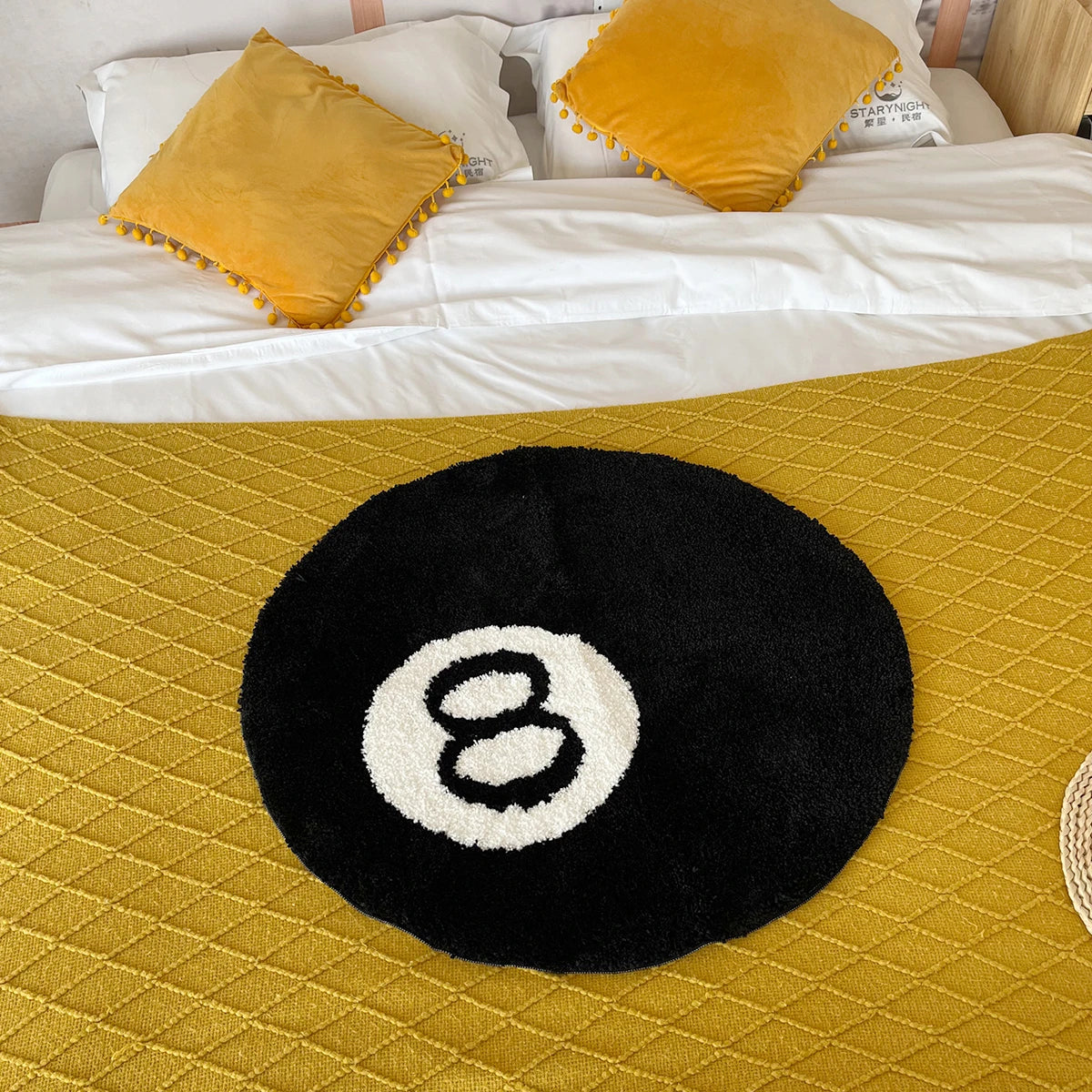 Black 8-Ball Round Rug