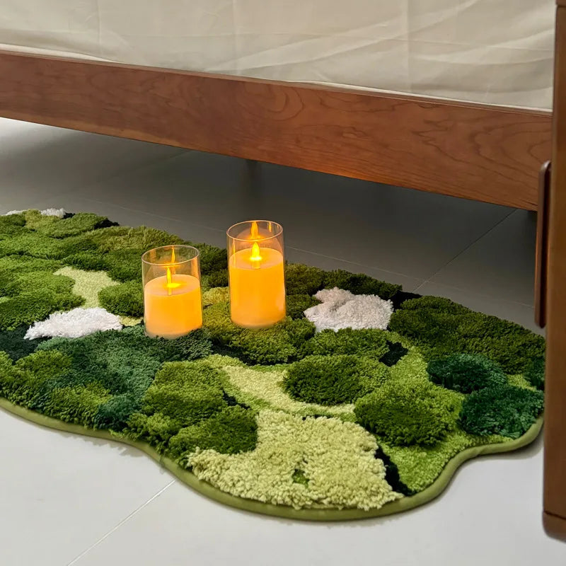 Forest Moss Flocked Rug