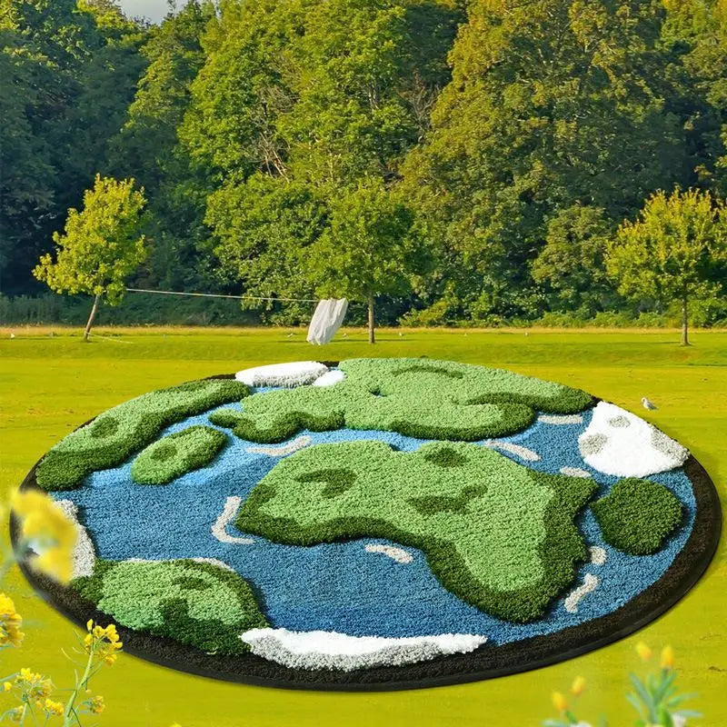 Cartoon Earth Round Rug