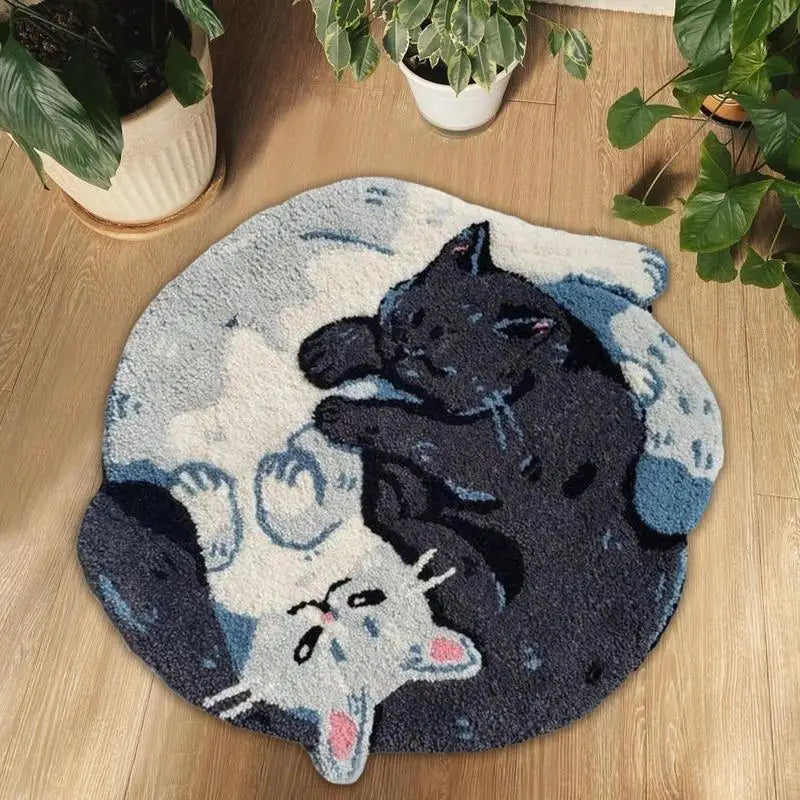 Hugging Cat Bathroom Rug